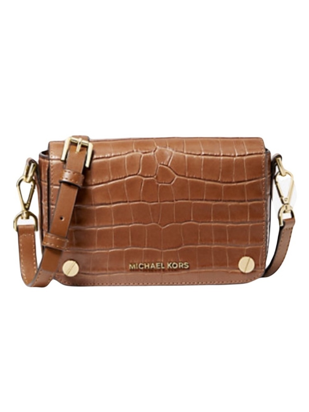 Michael Kors Jet Set Small Full Flap Croc
Embossed Crossbody Bag Chestnut Tan
